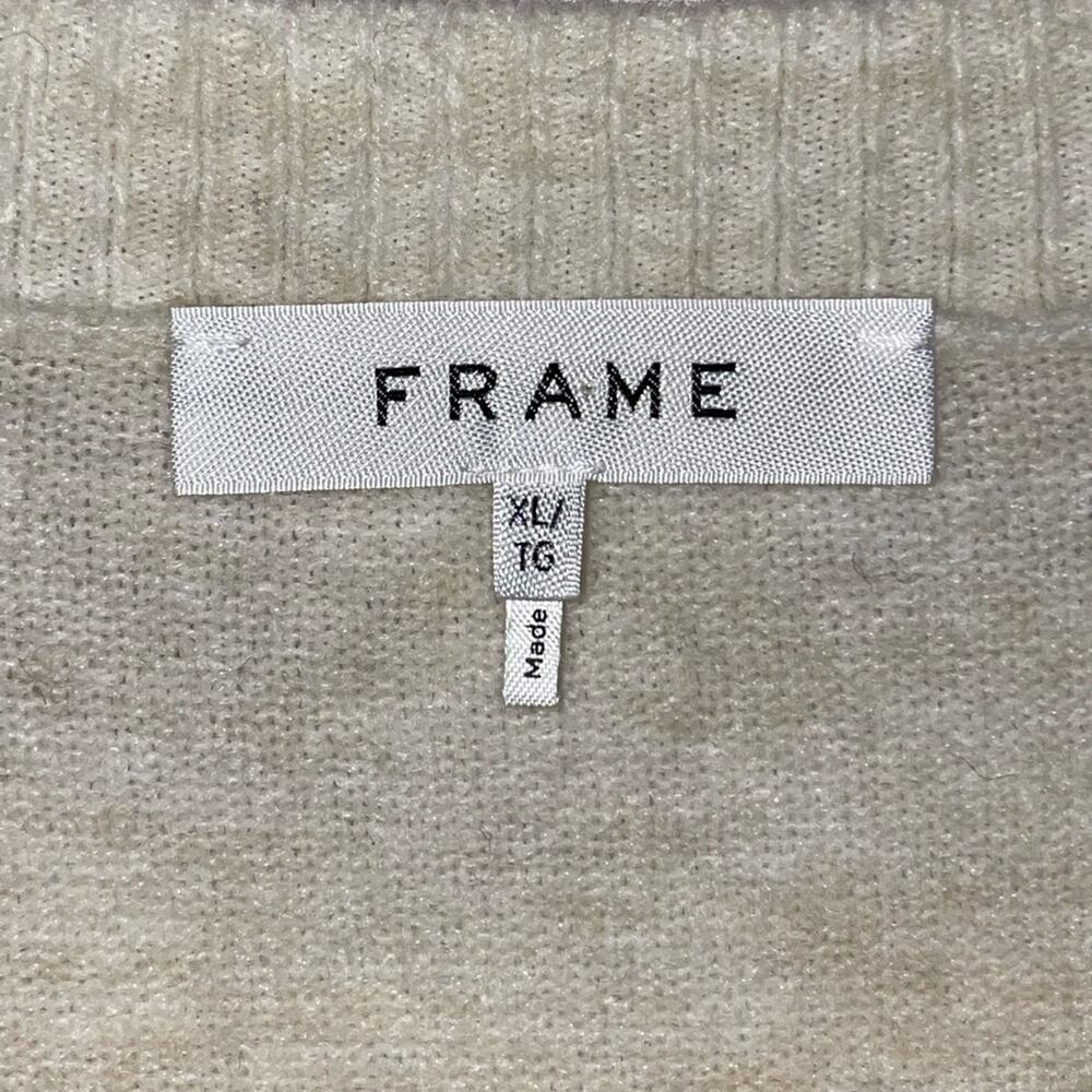 Frame NWOT Alpaca Wool Blend Beige Pull Over Sweater Top Striped Red Black Sz XL - Picture 8 of 9
